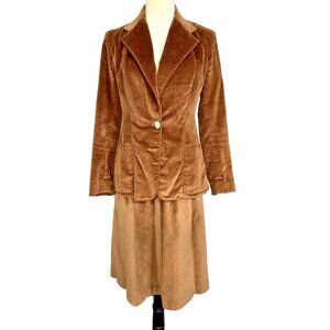 Vintage Evan Picone Womens Corduroy Skirt Suit Size Chestnut Brown Union Made 6
